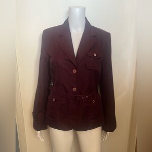 H&M Rich Maroon Belted Blazer